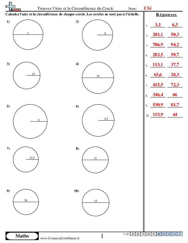  - aire-et-circonference-du-cercle worksheet