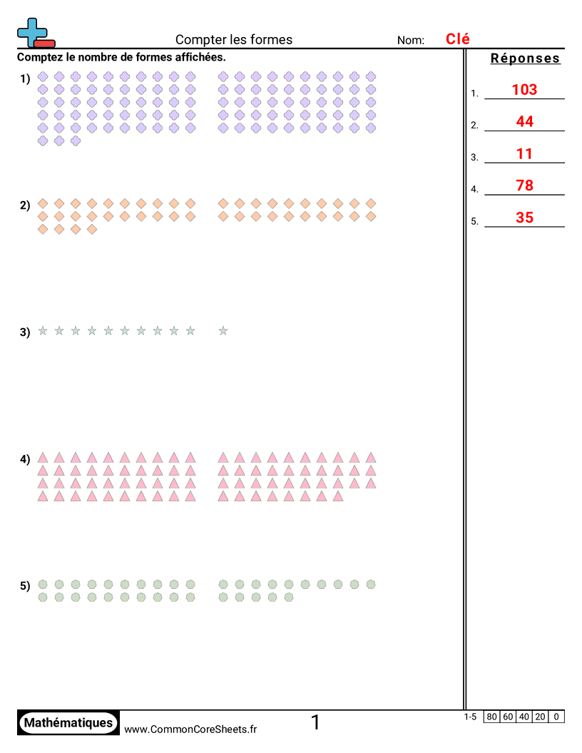 Fiches d'Exercices de Recensement - compter-des-formes worksheet