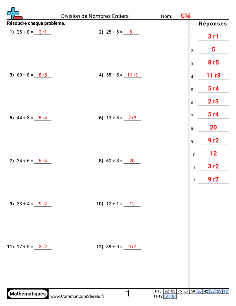 Fiches d'Exercices de Divisions - division-horizontale worksheet