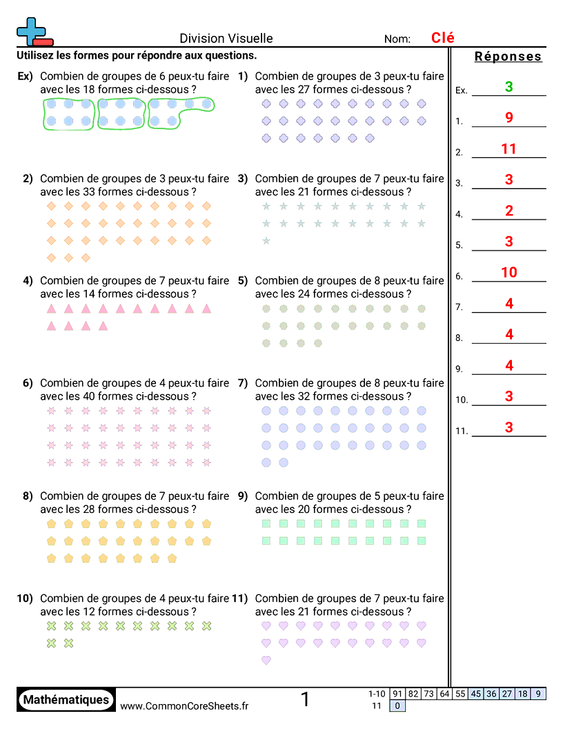 Fiches d'Exercices de Divisions - sans-reste worksheet