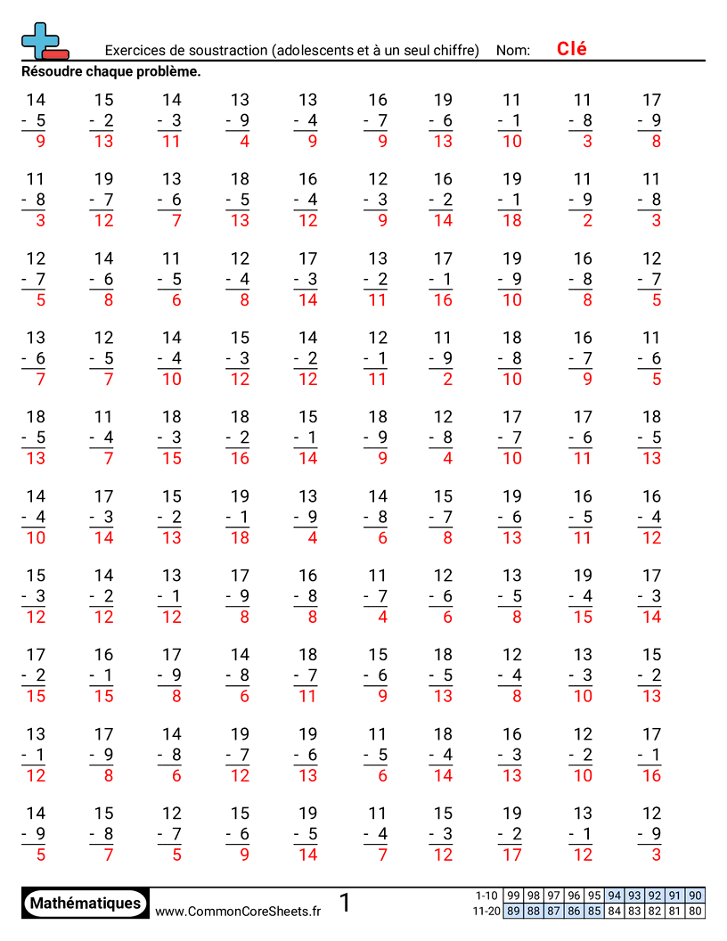  - series-de-soustraction-ados-et-chiffre-simple worksheet
