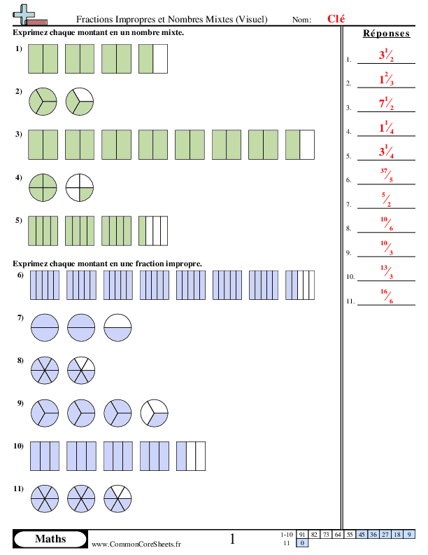  - fractions-impropres-et-nombres-mixtes-visuel worksheet
