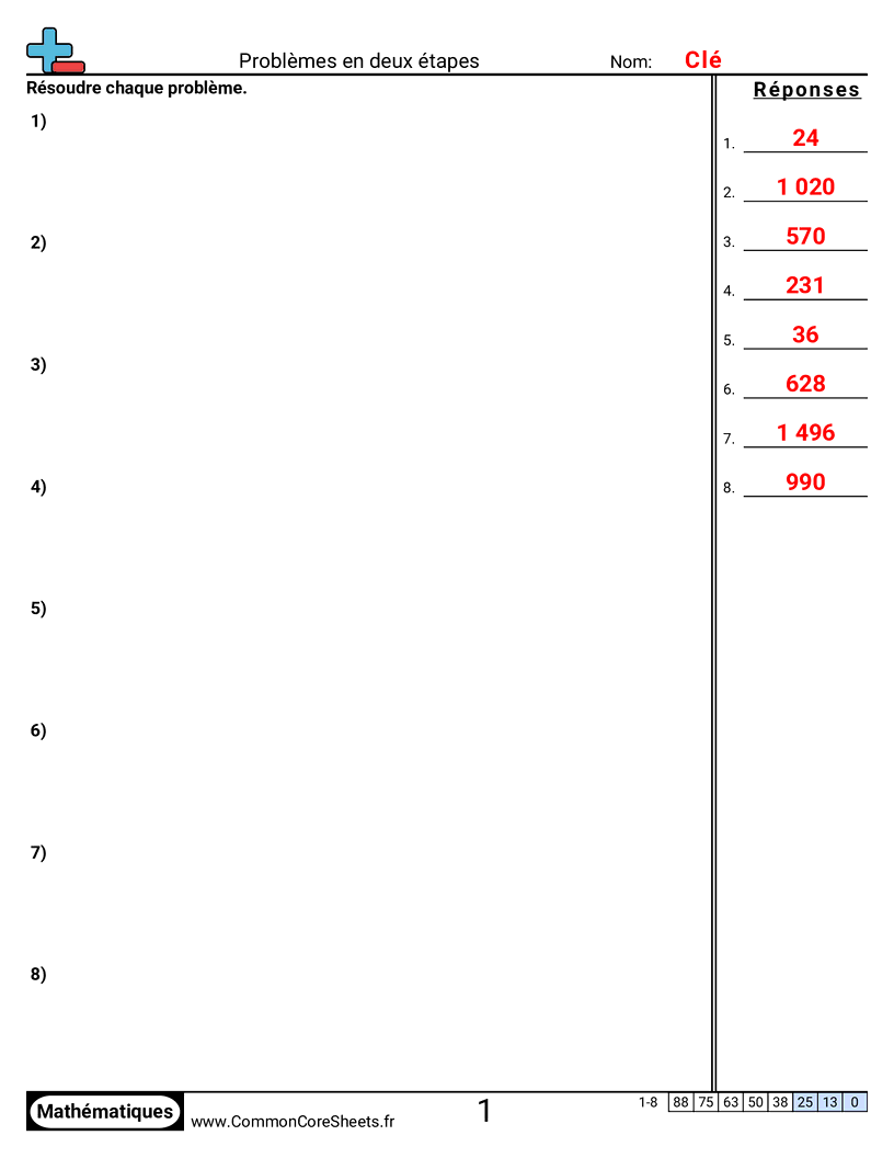 Fiches d'Exercices de Problèmes à Multi-Etapes - problemes-en-deux-etapes-multiplier-puis-diviser worksheet